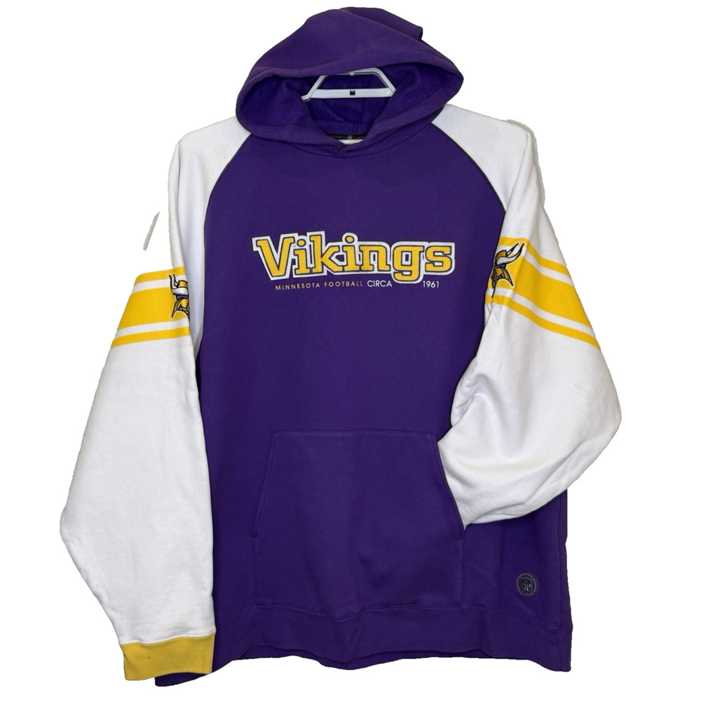 Reebok Minnesota Vikings Hooded Sweatshirt Mens Size 2XL Purple NFL Cotton Blend